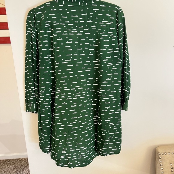 Mauve by anthropology green & black hi-lo bow front top - Picture 8 of 10